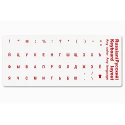 Russian Cyrillic Keyboard Stickers – Transparent Background with Red Letters (v2)