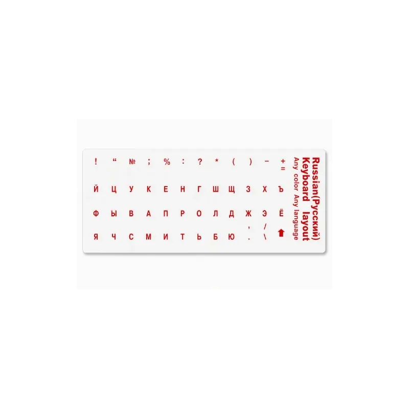 Russian Cyrillic Keyboard Stickers – Transparent Background with Red Letters (v2)