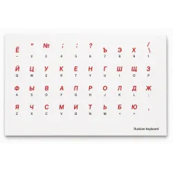Russian Cyrillic Keyboard Stickers – Transparent Background with Red Letters
